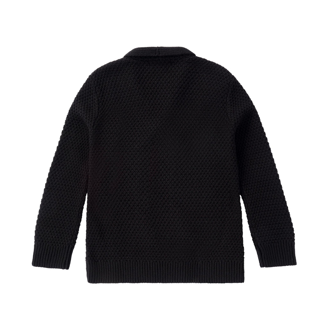 Black Double Breasted Shawl Knit Blazer
