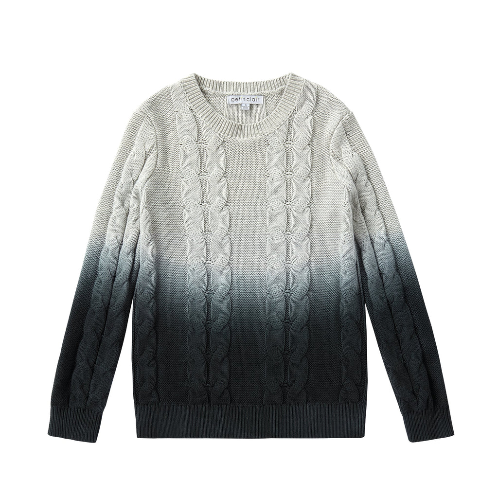 Heather Grey Ombre Cable Knit Sweater