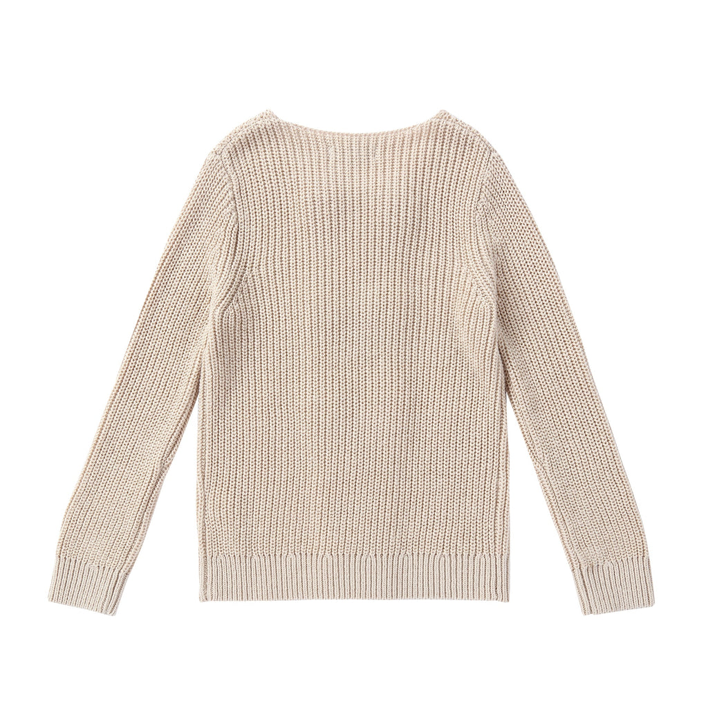Light Tan Double Breasted Chunky Ribbed Knit Cardigan