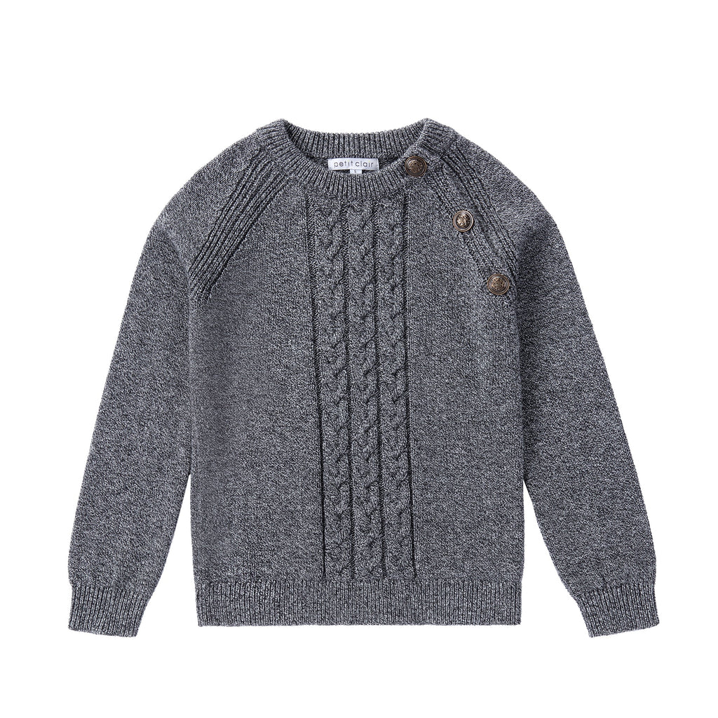 Heather Black Cable Detail Sweater
