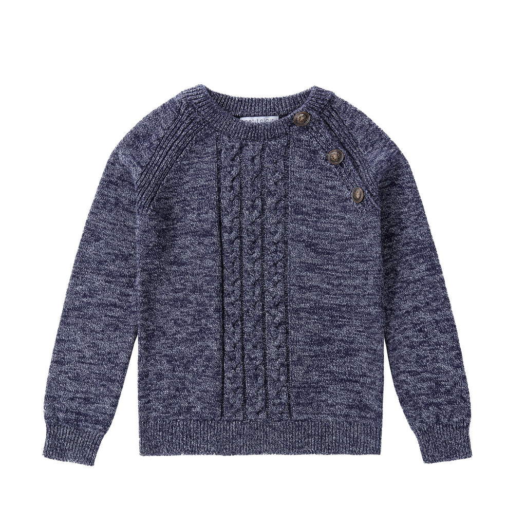 Heather Blue Cable Detail Sweater