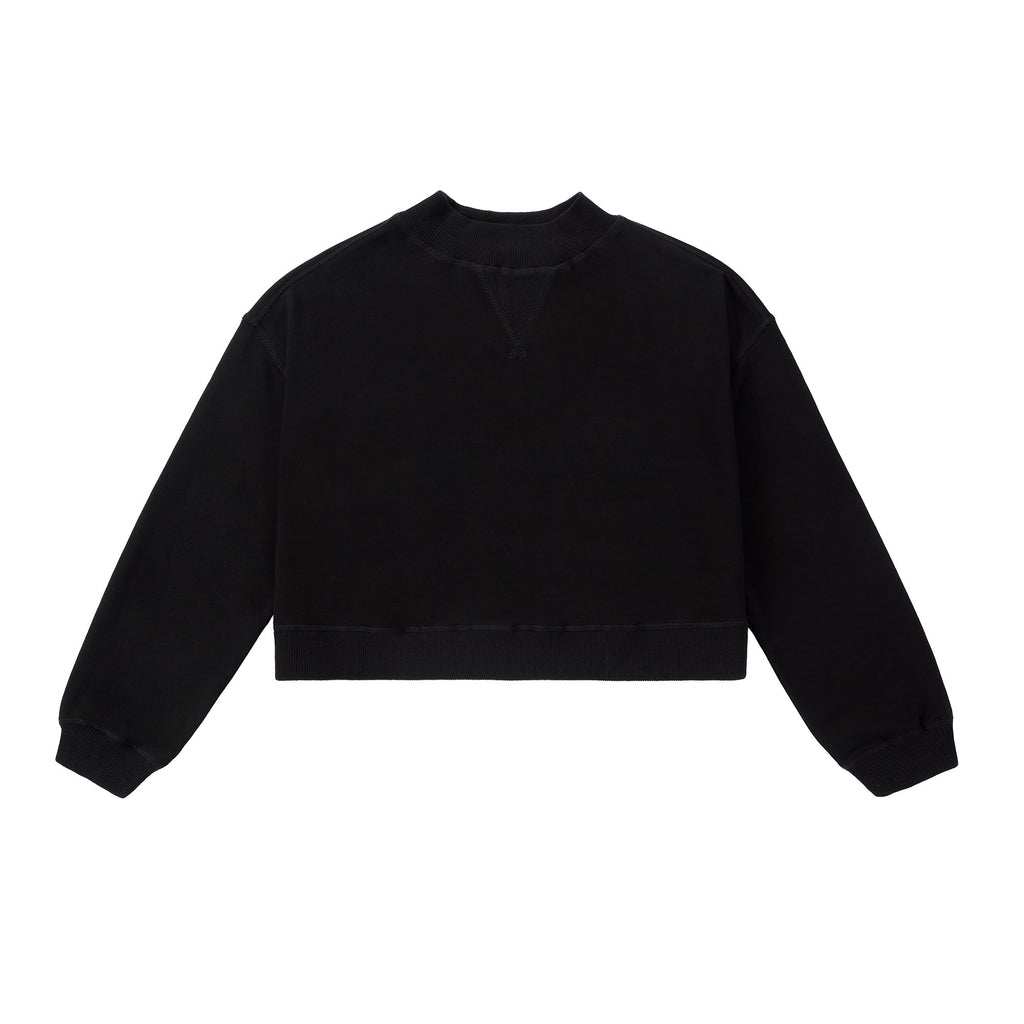 Teens Black Cropped Oversized Sweatshirt