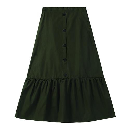 Teens Faux Button Skirt in Hunter Green