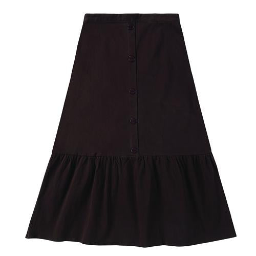 Teens Faux Button Skirt in Dark Brown