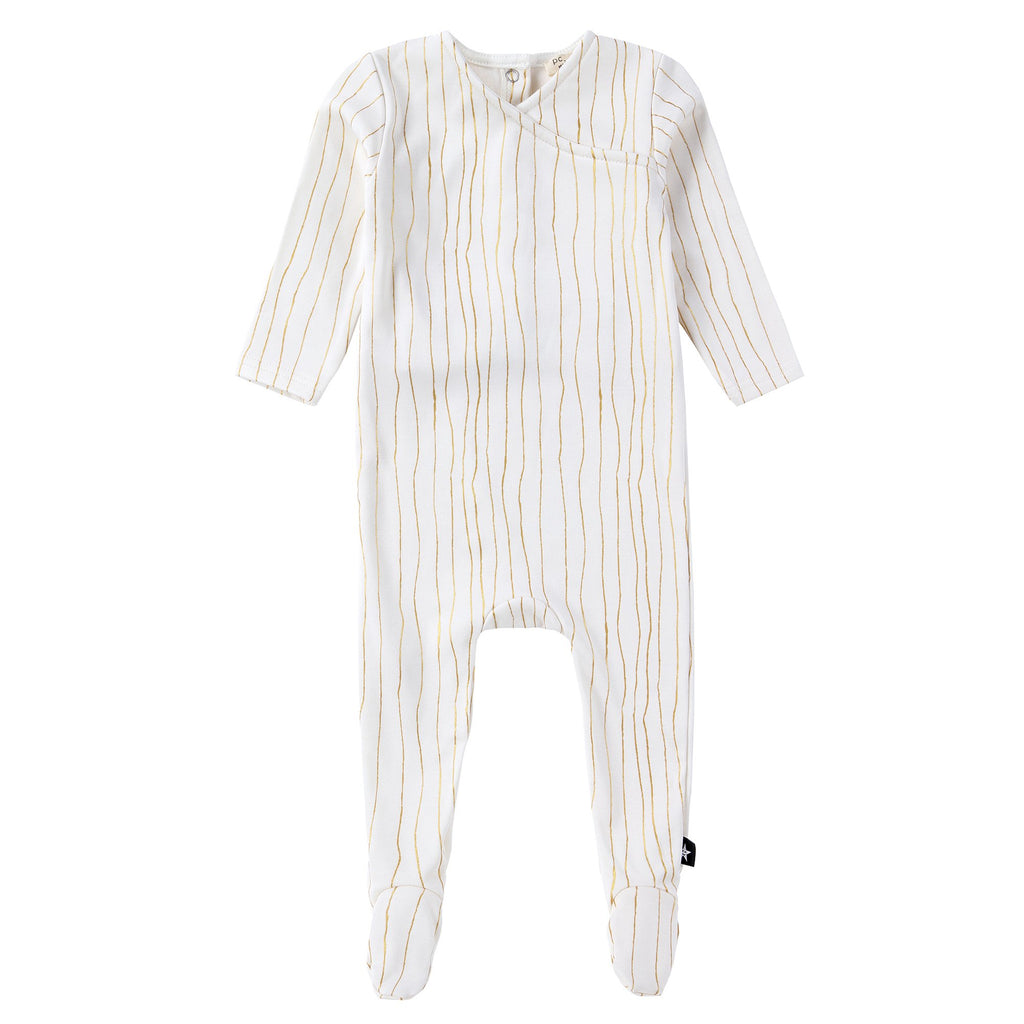 Baby Ivory Footie with Metallic Stripes