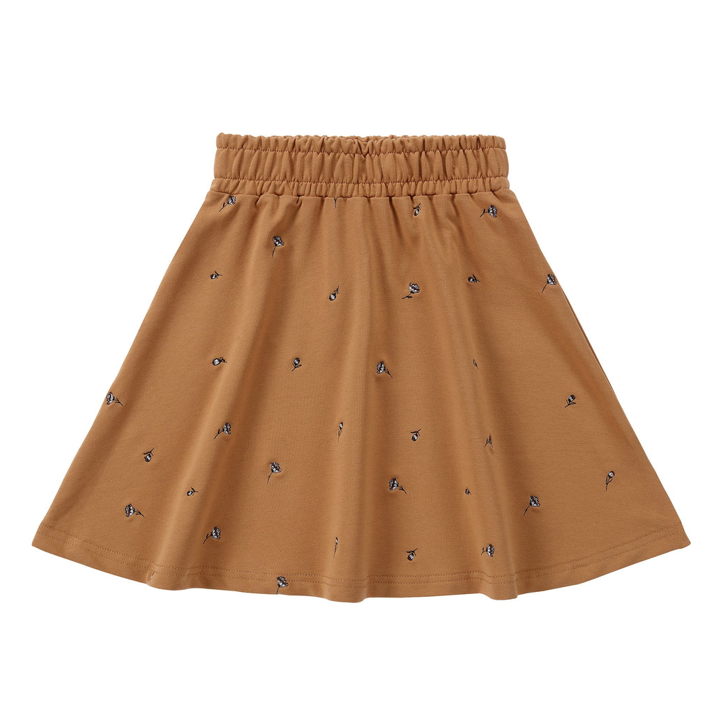 Golden Skirt with Embroidered Flowers