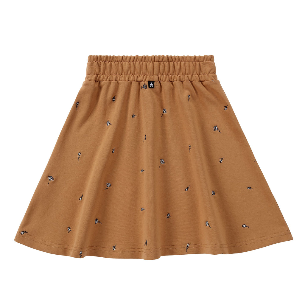 Golden Skirt with Embroidered Flowers