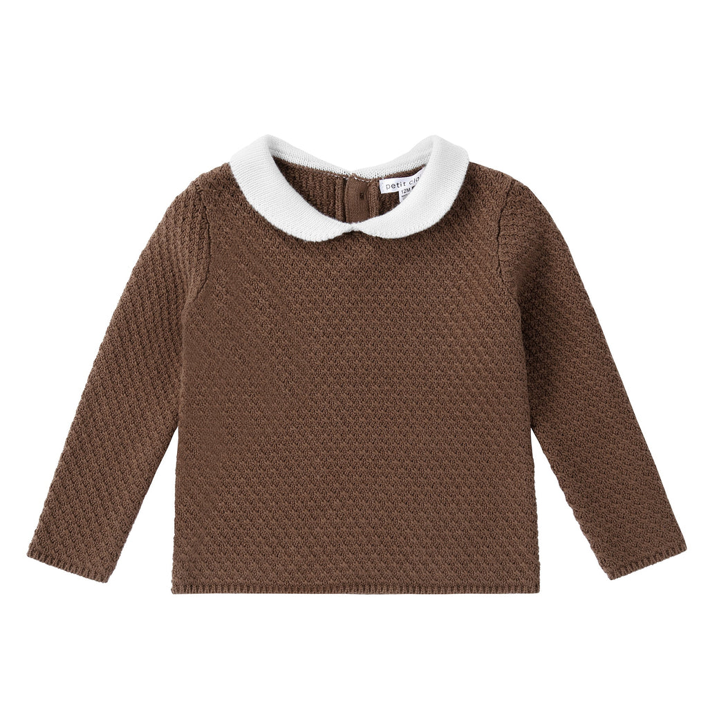 Baby Lattice Knit Top in Mocha