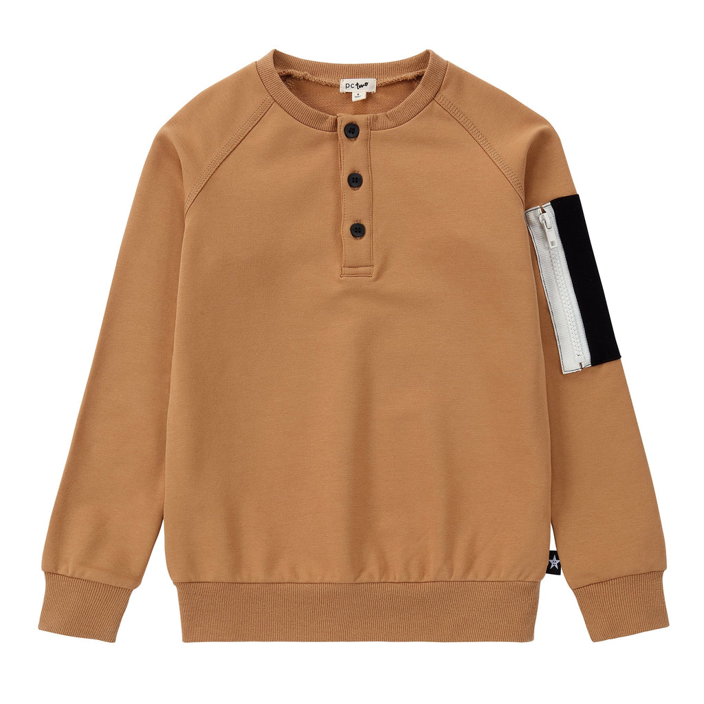 Golden Raglan Sweatshirt with Pocket Detail