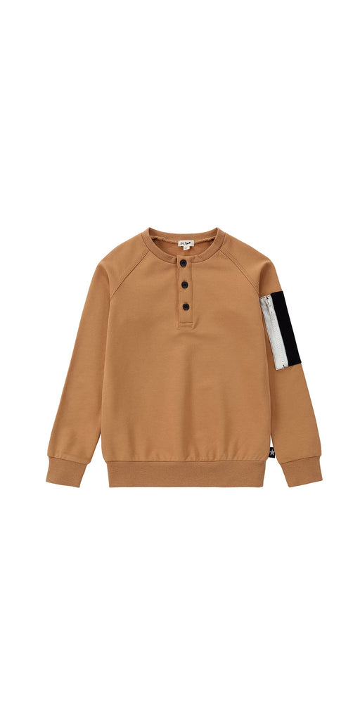 Golden Raglan Sweatshirt with Pocket Detail