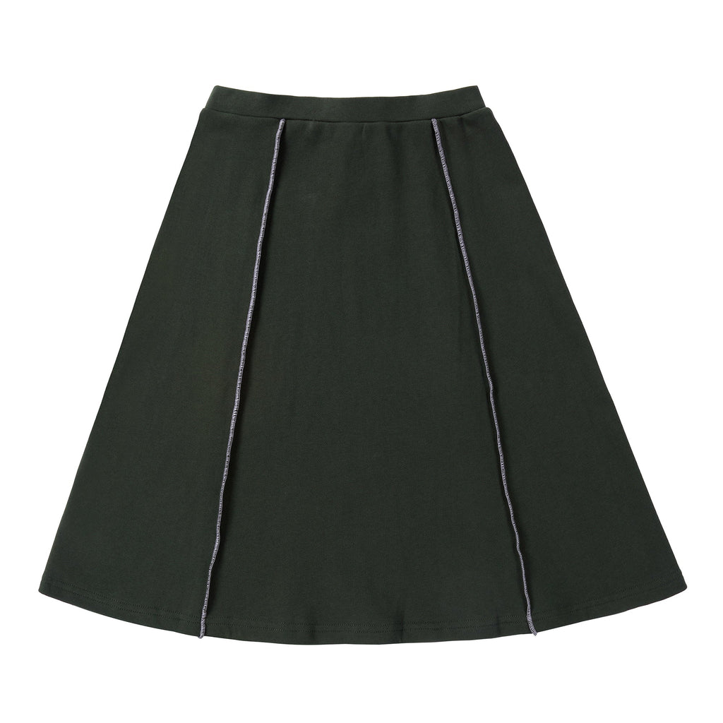 Teens Green A-line Skirt with Grey Stitching