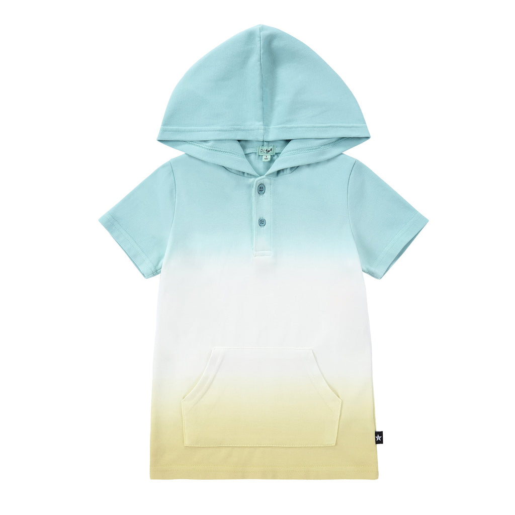 Light Teal and Golden Lime Hooded T-shirt