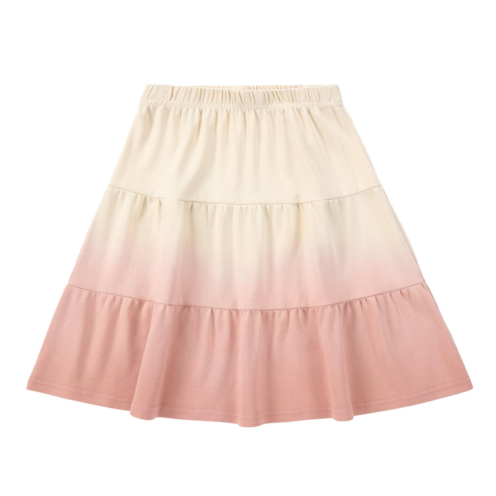 Light Tan and Dusty Rose Dip Dye Tiered Skirt