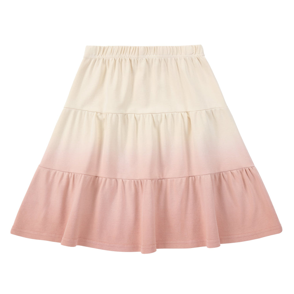 Light Tan and Dusty Rose Dip Dye Tiered Skirt