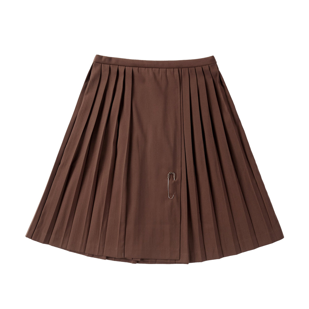Teens Cocoa Pleated skirt with Pinned Wrap Detail