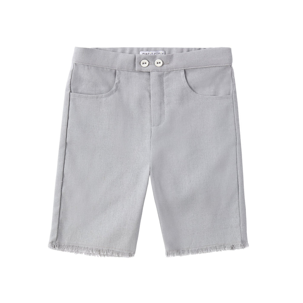 Boys Dusty Blue Linen Shorts