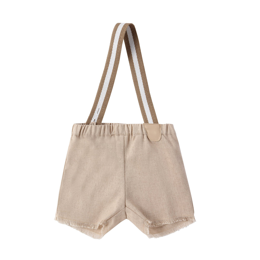One Strap Cork Colored Linen Shorts