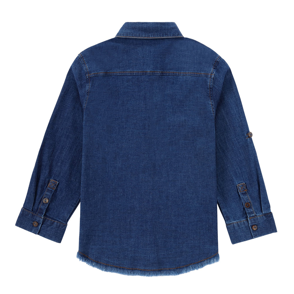 Dark Denim Frayed Detail Shirt