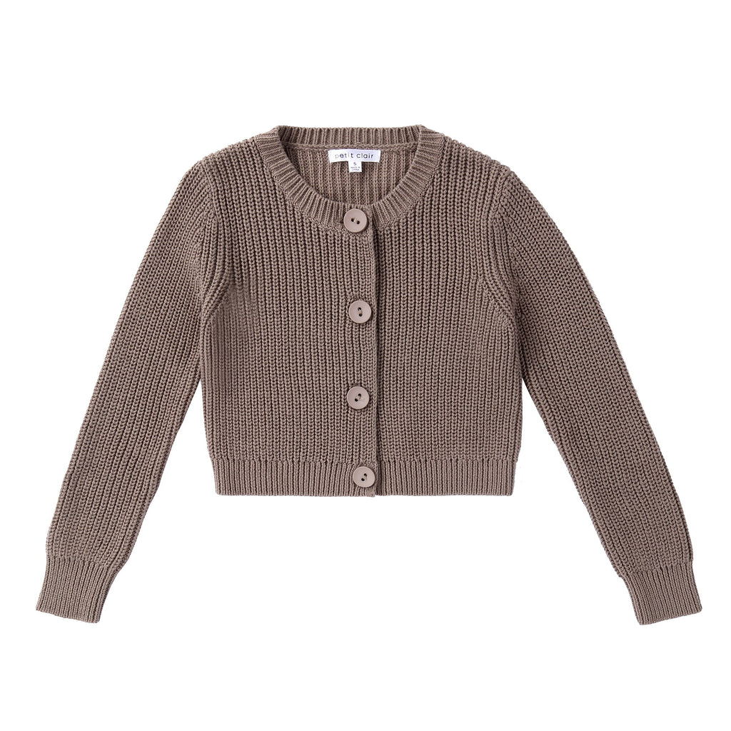 Cropped Cardigan in Dark Taupe