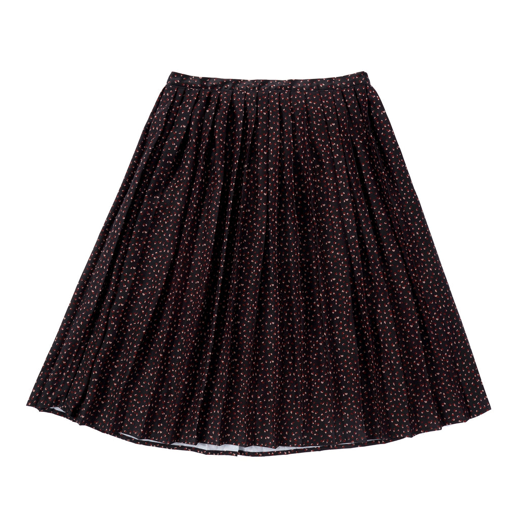 Teens Black Printed Pleated Skirt