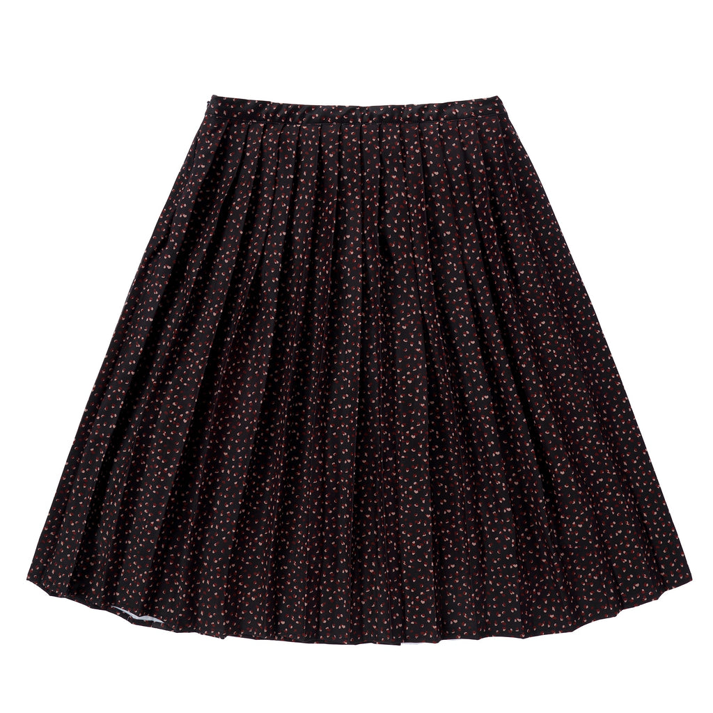 Teens Black Printed Pleated Skirt