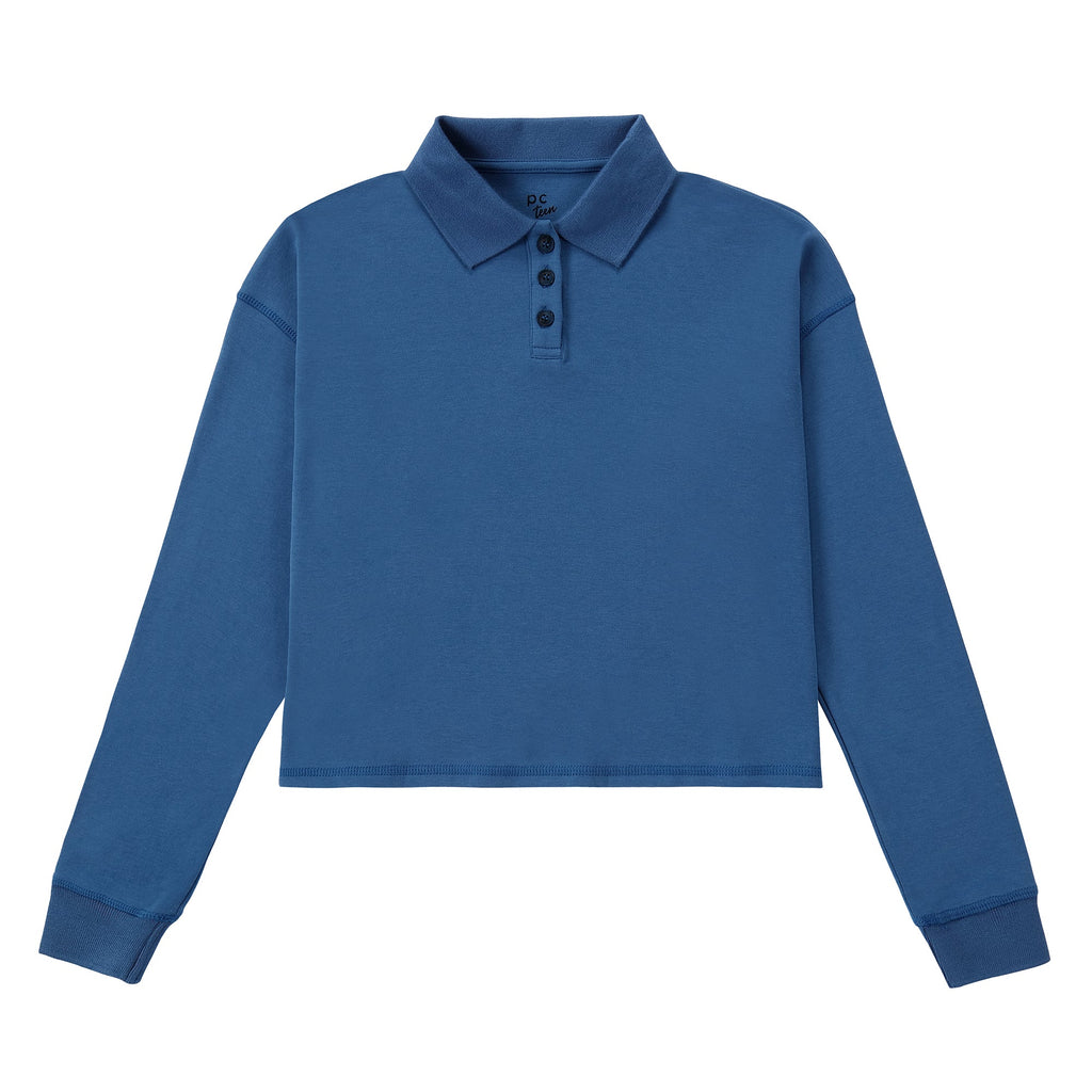 Blue Cropped Oversized Polo