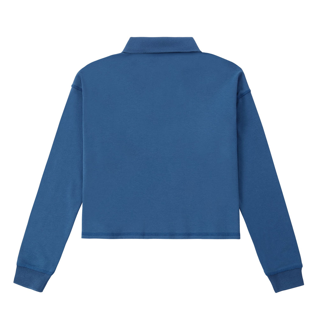Blue Cropped Oversized Polo