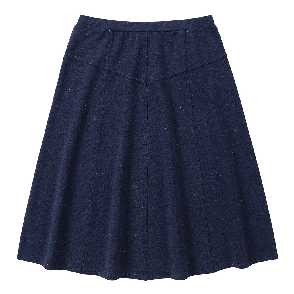 Navy Speckled Skirt With Seaming Details