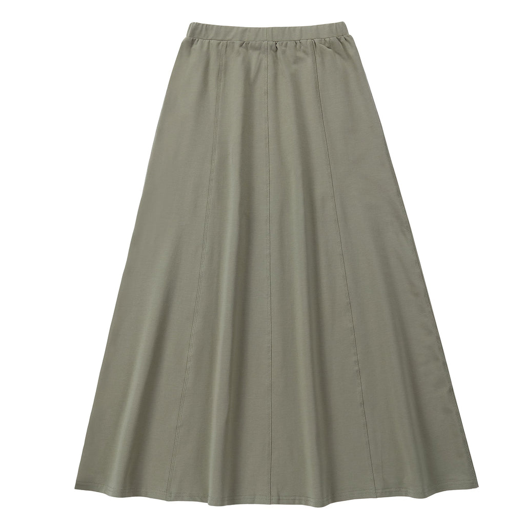 Maxi Sage Paneled Skirt With Stitching Details