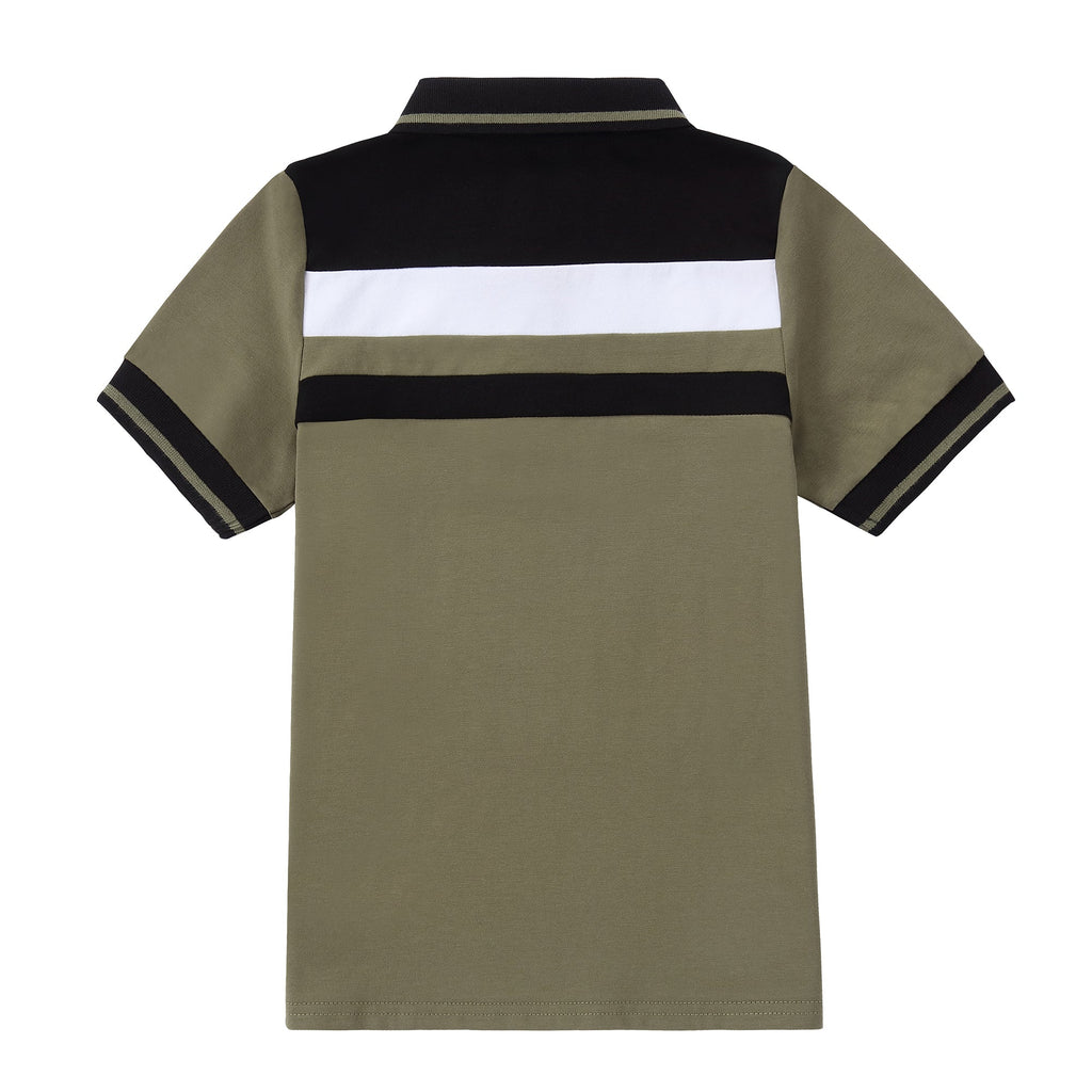 Olive Green Polo With Black And White Accents