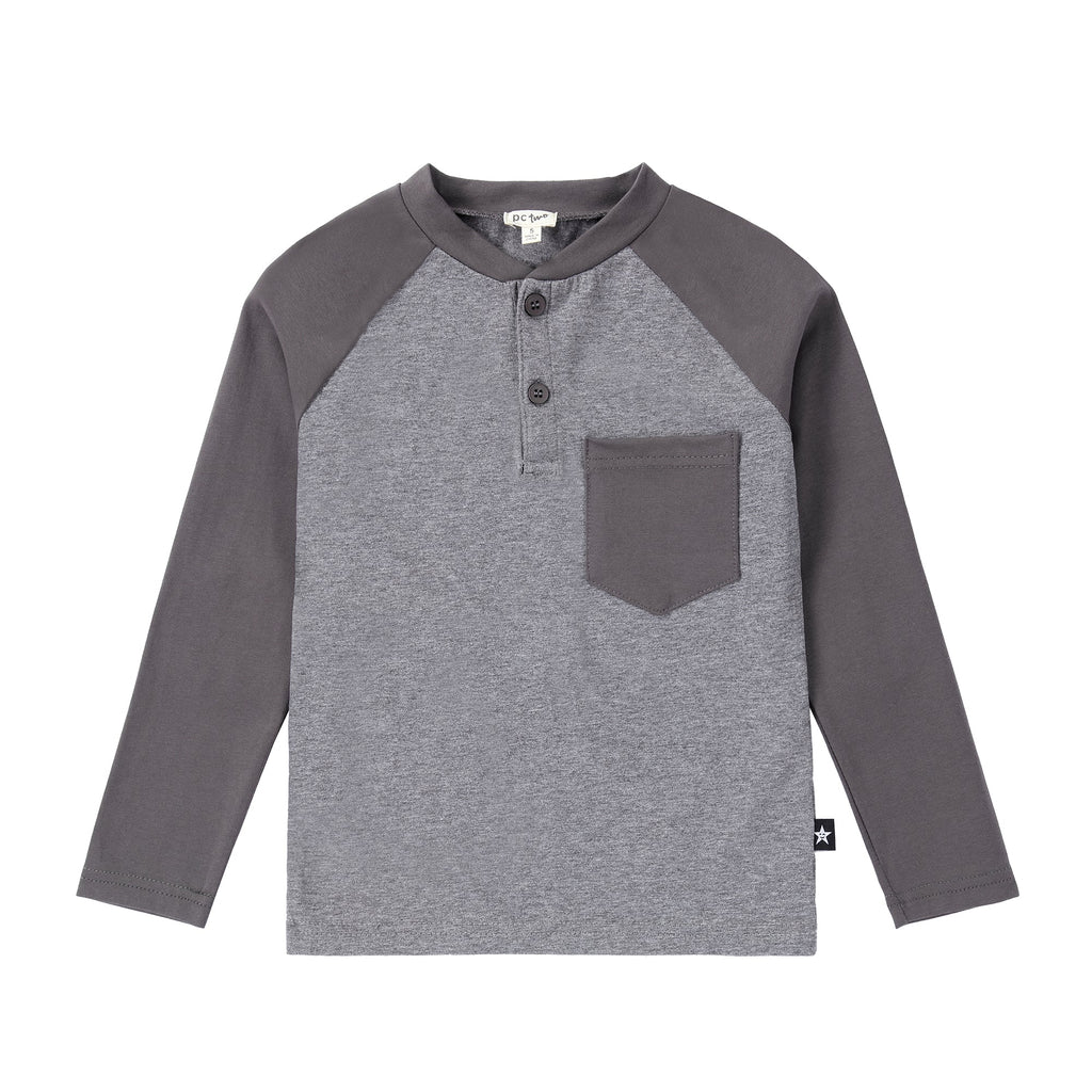 Grey Henley with Pocket Detail