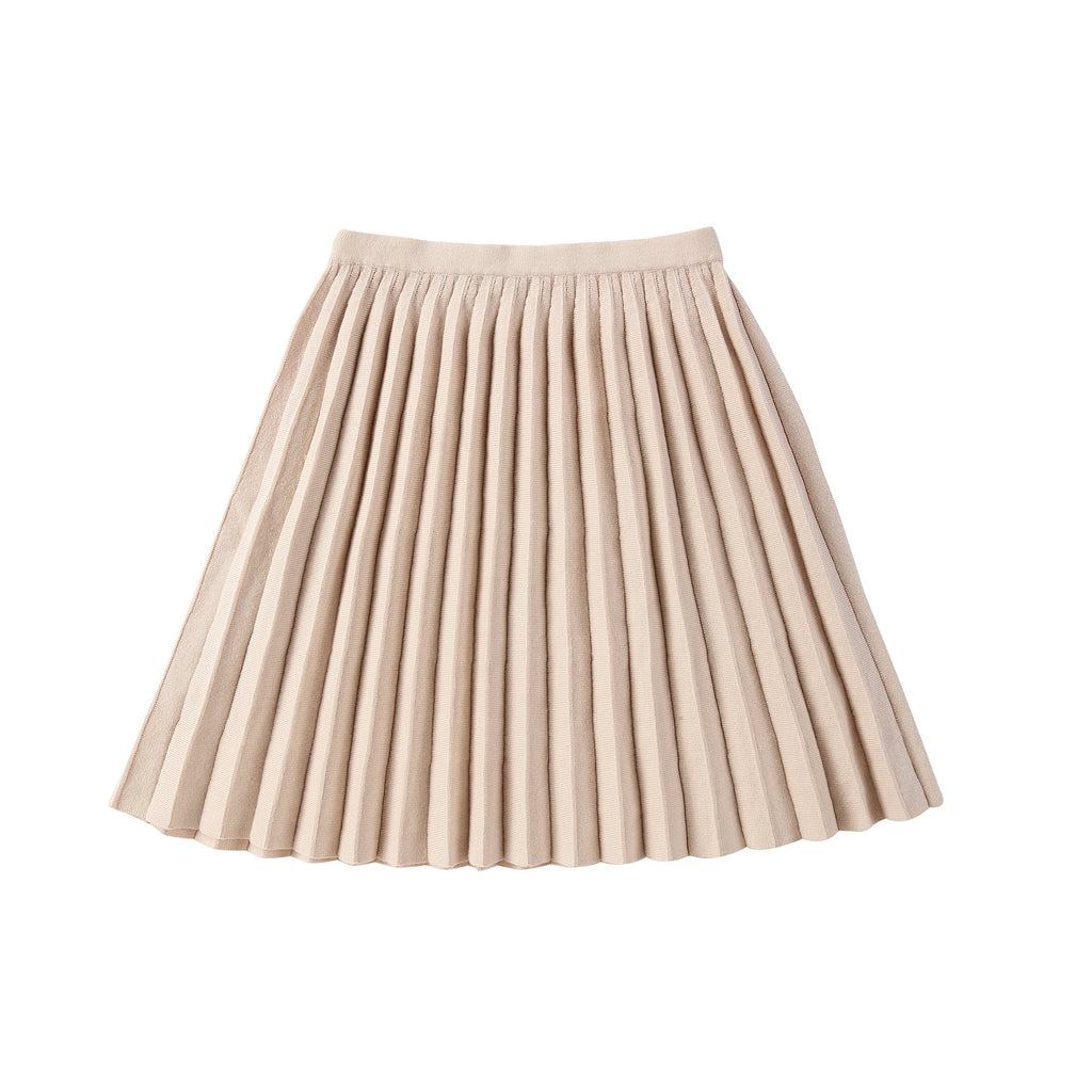 Girls Sand Knit Pleated Skirt