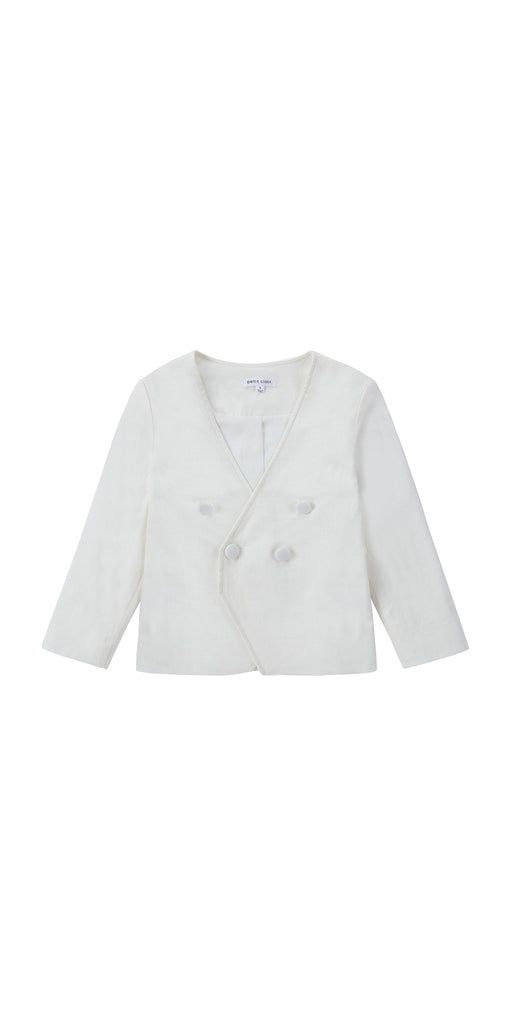 Ivory Linen Double Breasted Blazer