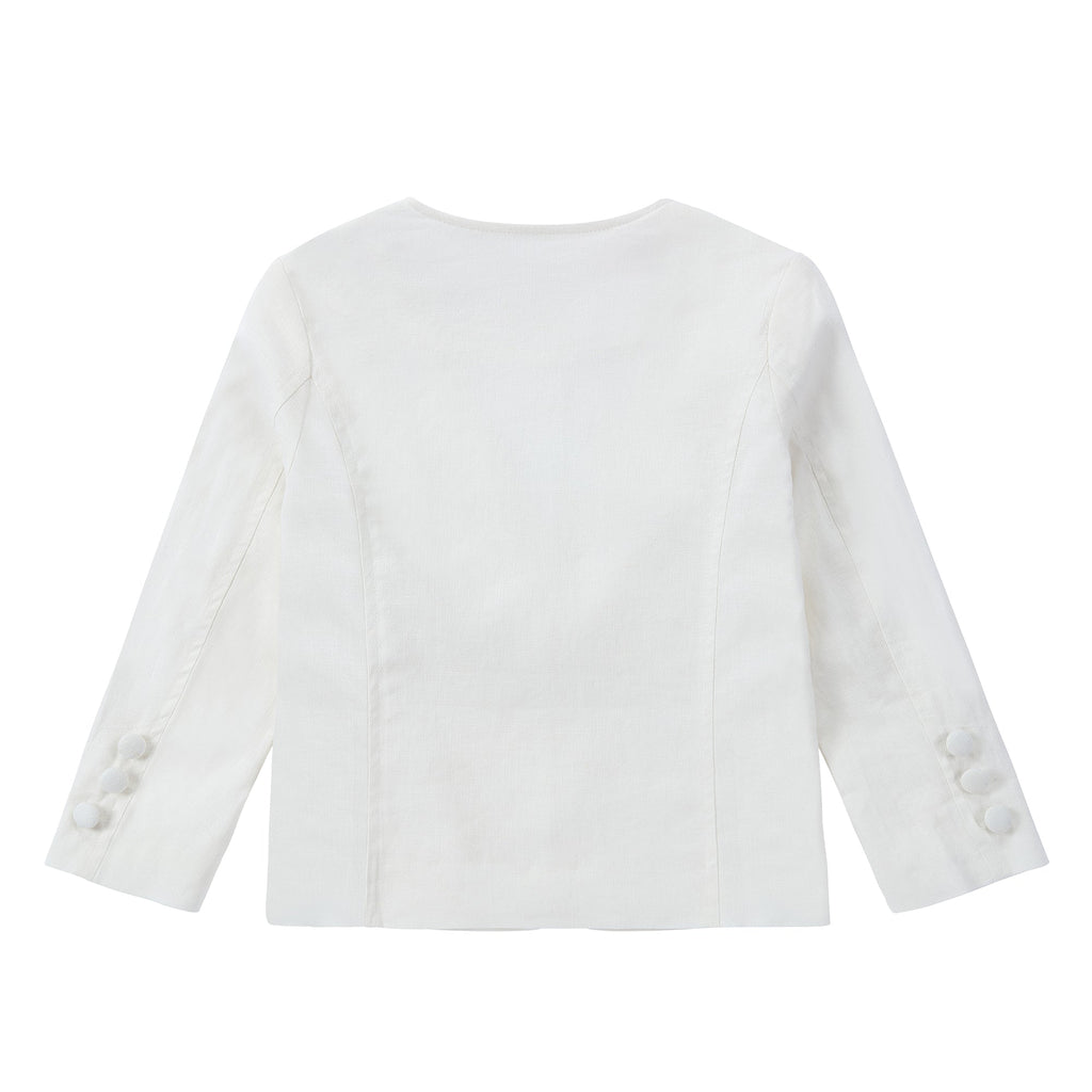 Ivory Linen Double Breasted Blazer