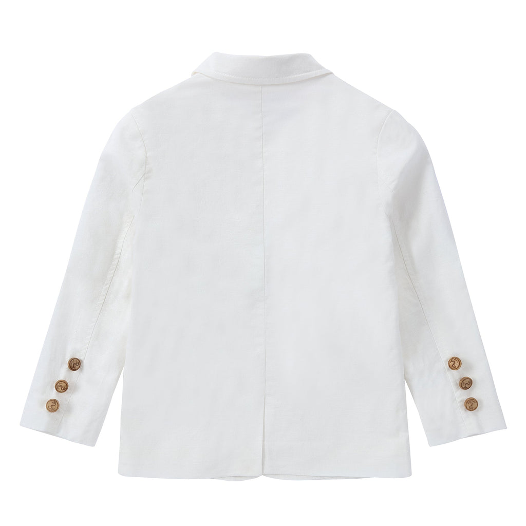 Ivory Linen Blazer With Wooden Buttons