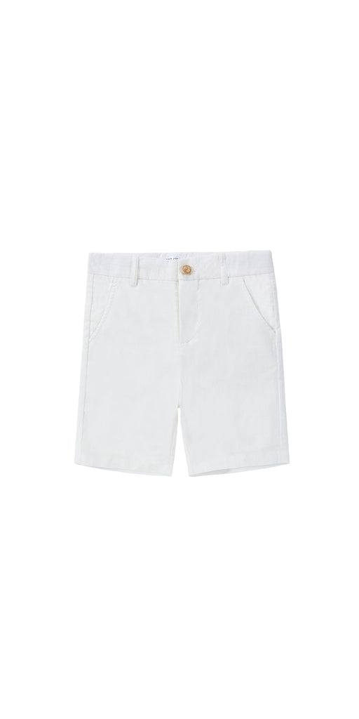 Ivory Linen Shorts With Wooden Buttons
