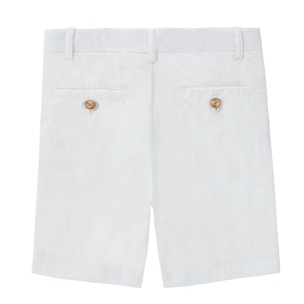 Ivory Linen Shorts With Wooden Buttons