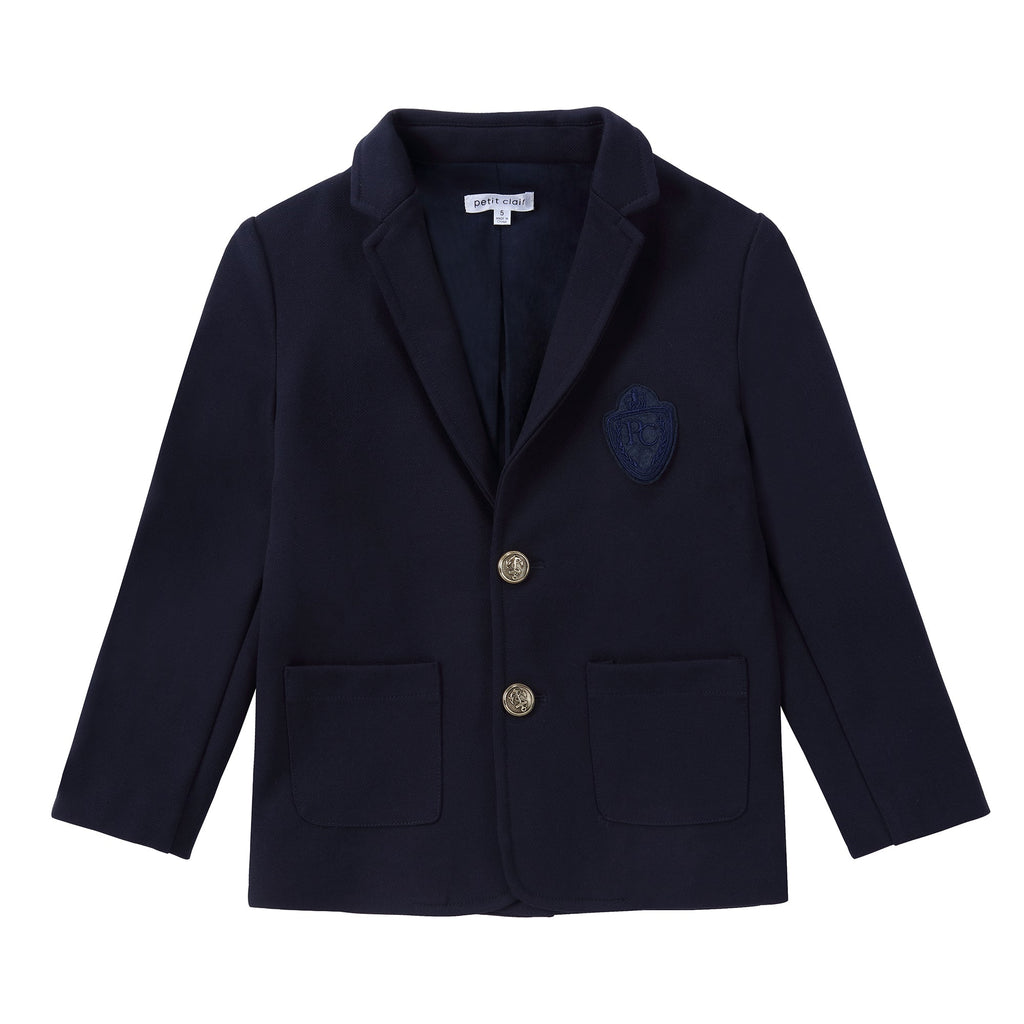 Stretch Navy Blazer with Gold Buttons