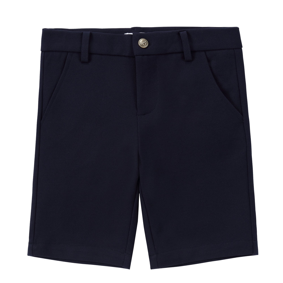 Stretch Navy Shorts with Gold Button Details | Petit Rack