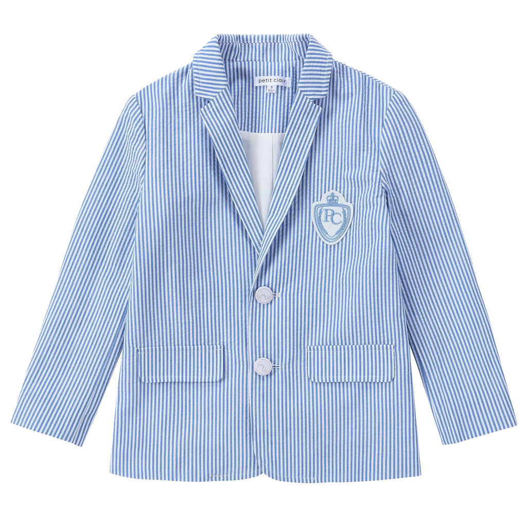 Blue Stripe Emblem Seersucker Blazer