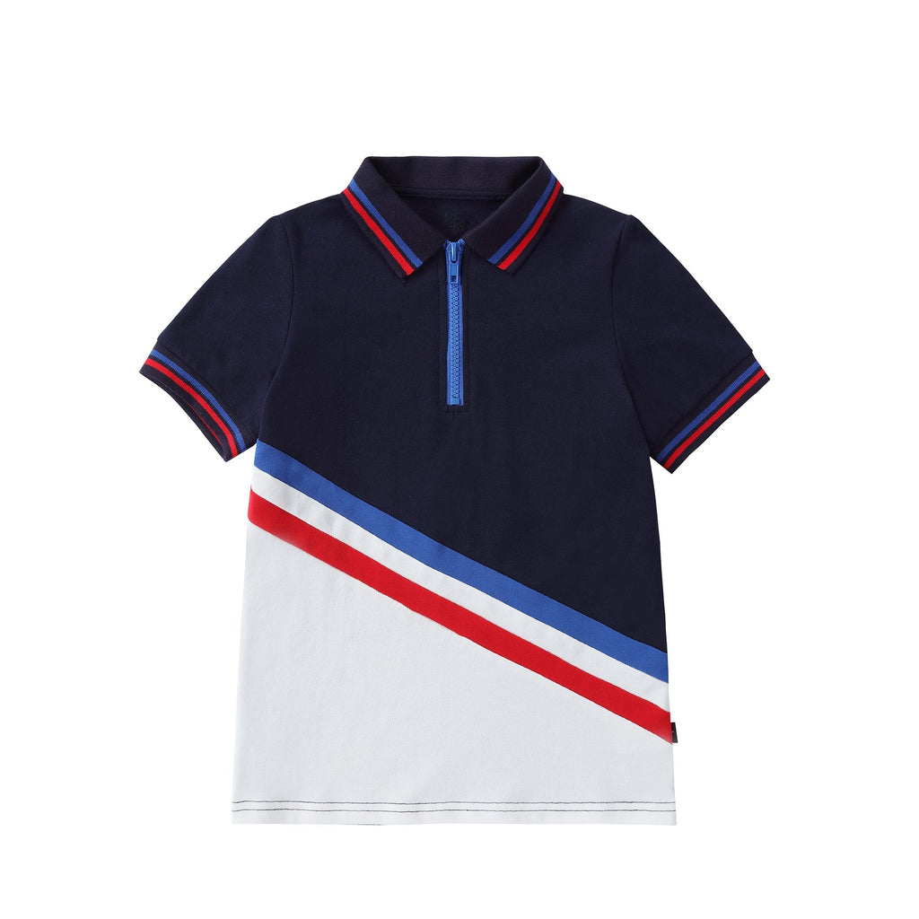 Navy, Red and White Zipper Polo