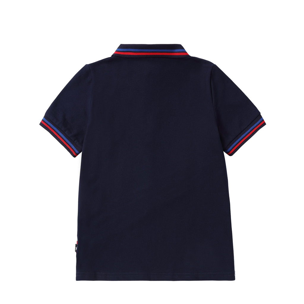 Navy, Red and White Zipper Polo