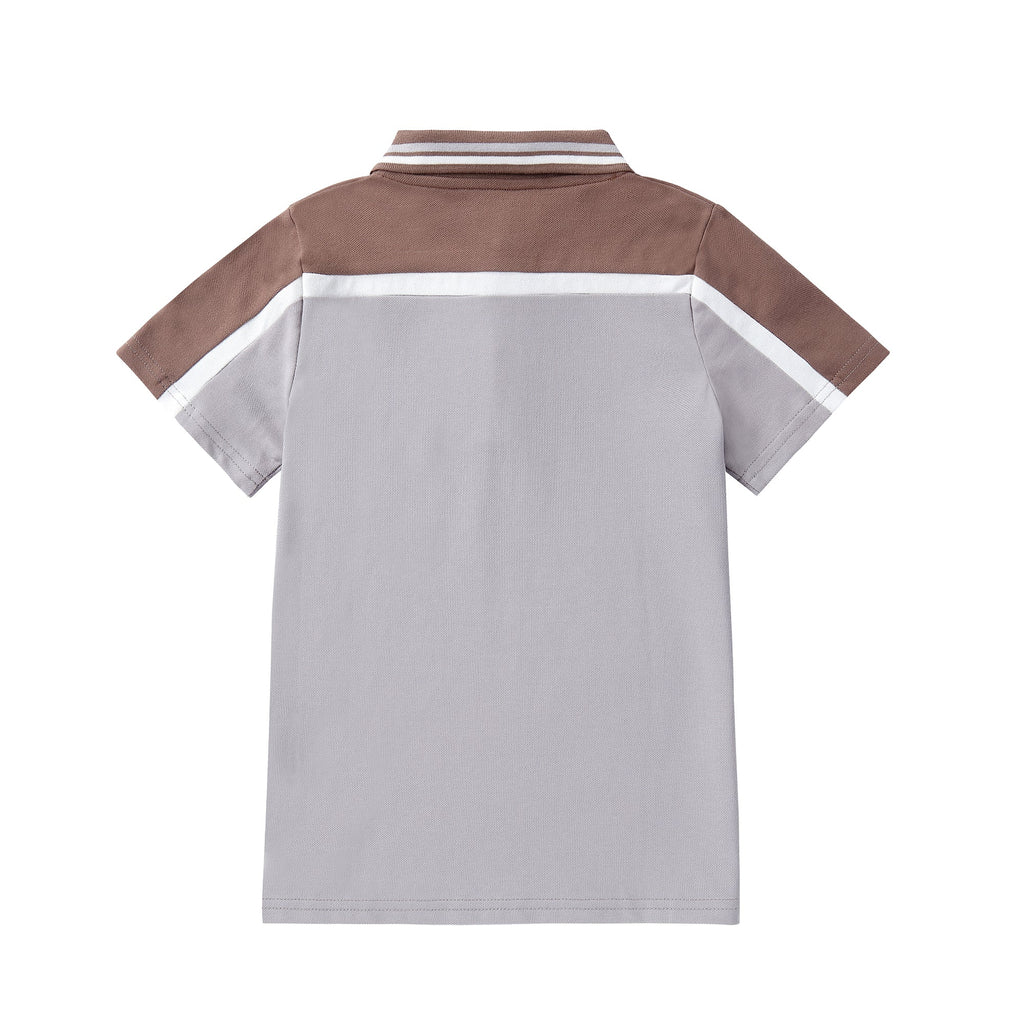 Brown and Grey Colorblock Polo