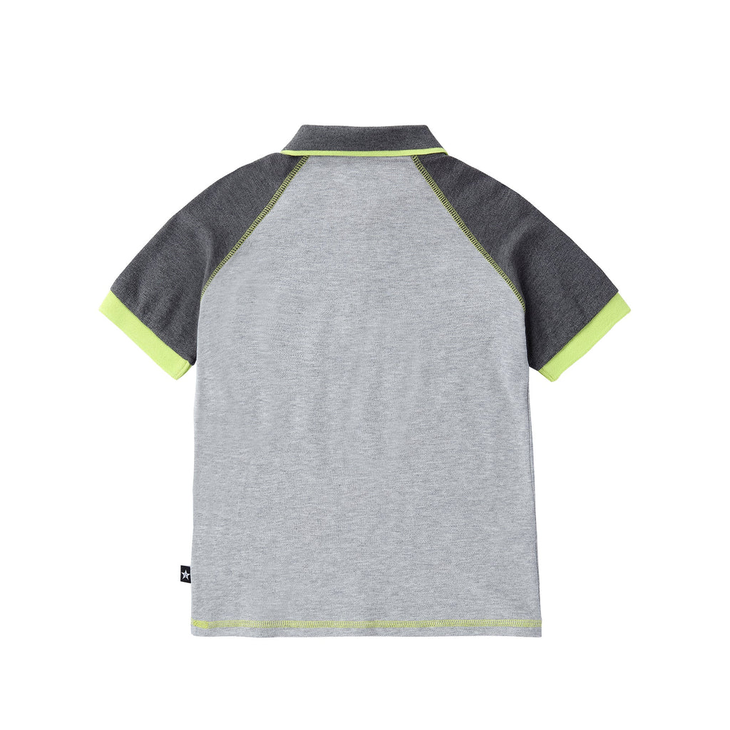 Heather Grey Zipper Polo with Neon Accents