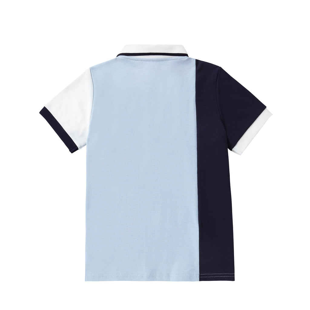 Blue and White Colorblock Polo