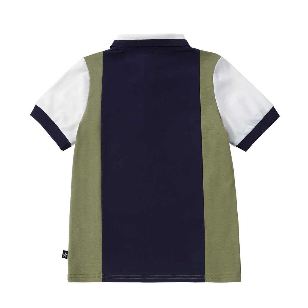 Navy, Green and White Colorblock Polo