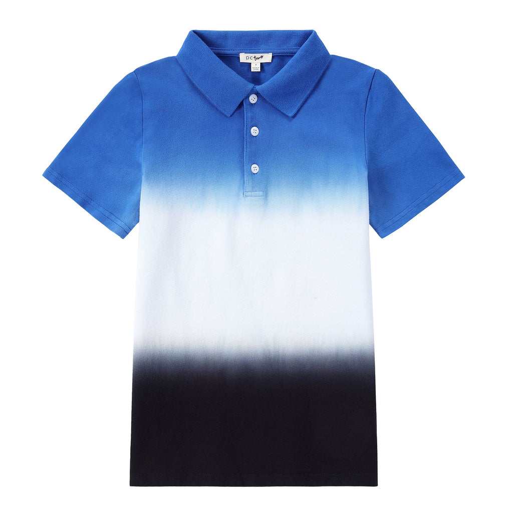 פולו רויאל כחול, לבן ושחור Dip Dye Polo