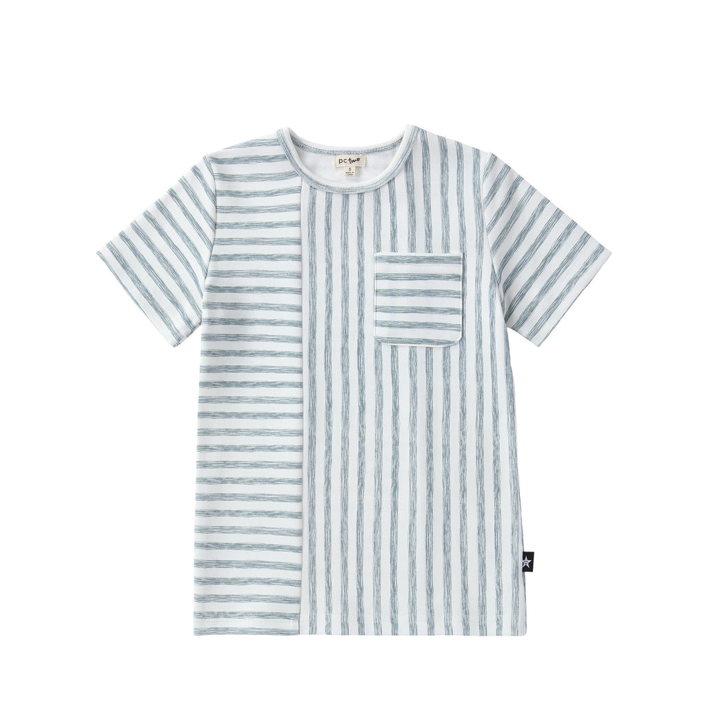 Dusty Blue Sketched Stripe T-shirt