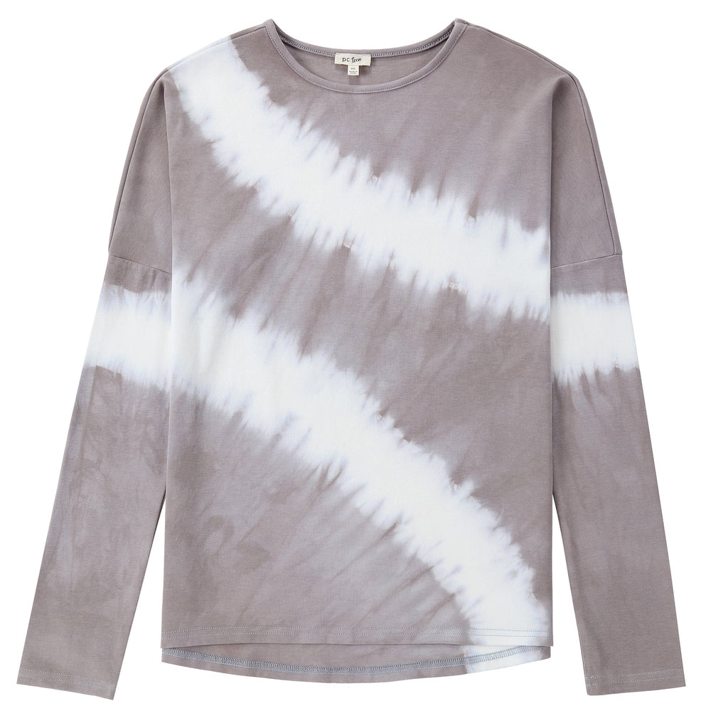 White & Grey Tie-Dye Dolman Top