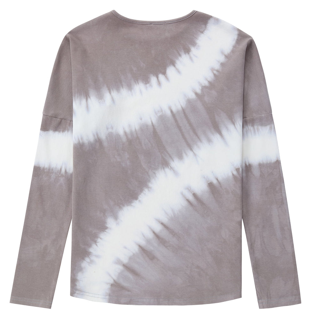 White & Grey Tie-Dye Dolman Top